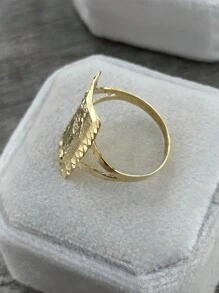 1 pieza/Anillo de banda ancha de , anillo cuadrado chapado en oro, joya para mujer y hombre, regalo - Dorado - Ver 3