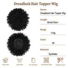 Belle Show 6Inch Dreadlock Hair Topper Wig With Clip In Braided Half Wigs 110g Synthetic Topper Dread Locks Black Soft Short Wig - Multicolor - View 4