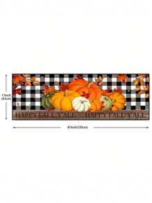 1入組秋季南瓜印花地墊,感恩節南瓜楓葉底格收穫地氈,農家防疲勞廚房地氈,防滑耐洗,廚房飯廳地面,小型辦公室/家居沉降房裝飾地毯地墊 - 橘色 - 查看 13