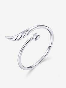 BALMORA 1pc Fashionable Versatile S925 Sterling Silver Angel Wing Adjustable Open Ring, Suitable For Women's Daily Commute Wear - Silver - View 7