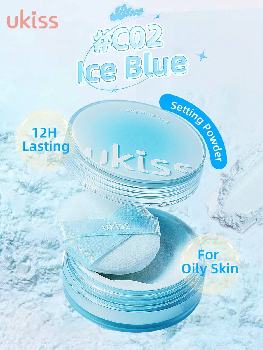 ukiss 定妆散粉，高清散粉，雾面哑光，12 小时持久控油，质地轻盈，打造柔焦效果，遮盖细纹和瑕疵 - #C02 Ice Blue - 查看 1