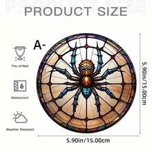 Una etiqueta de acrílico con araña, colgante, suspensión de vidrio emplomado, decoración navideña de acrílico, marca redonda, marca de guirnalda, colgante, decoración de ventana, decoración de porche, decoración de pared. - Multicolor - Ver 19