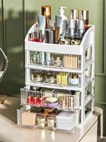 1pc White Cosmetic Storage Box,For Holiday Beach, Bathroom Collection, Bedroom Collection, Large Capacity