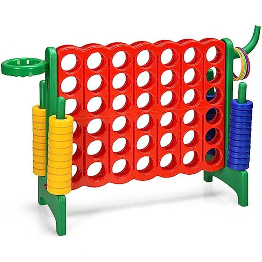 Huge 4 In A Row Game, Strategy Game With 42 Rings, Basketball Hoop & Throwing Game & Quick Release Lever - 綠色 - 查看 1