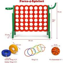 Huge 4 In A Row Game, Strategy Game With 42 Rings, Basketball Hoop & Throwing Game & Quick Release Lever - 綠色 - 查看 3