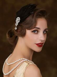 1pc 1920s Flapper Headband Roaring 20s Great Gatsby Headpiece Rhinestone Hair Clip Hair Accessories For Women Halloween - Multicolor - View 3