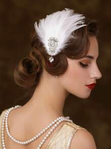 1pc 1920s Flapper Headband Roaring 20s Great Gatsby Headpiece Rhinestone Hair Clip Hair Accessories For Women Halloween - Multicolor - View 6