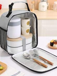 1pc Dopamina Graphic Isolado Saco de Almoço, Grande Capacidade Tote Para Crianças