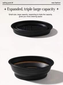 1 Pc Contour Brush, Premium Contour Blush Bronzer Face Makeup Brush, Perfect For Cheek Forehead Jaw Nose Blending Deepening Contouring Polishing, Suitable For Powder Liquid Cream Angled Contour&1pcsMakeup Brush Cleaning Bowl - Black - View 4