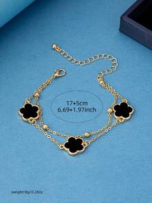 1 brazalete minimalista de flor de cinco hojas para mujer, adecuado para el uso diario y como regalo para amigos - pulsera de flores de cinco hojas - Ver 8