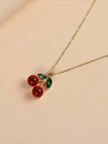 1 Vòng Cổ Mặt Dây Chuyền Hợp Kim Anh Đào Đơn Giản Thời Trang Lá Xanh Lá Anh Đào Đỏ Vòng Cổ Nữ Cao Cấp Sense Trăm Garnet Niche Carnelian Chelsea Xương đòn chuỗi Thích Hợp Cho Tiệc Du Lịch Đi Làm Hàng Ngày Quà Tặng Quà Tặng - Đỏ - Xem 5
