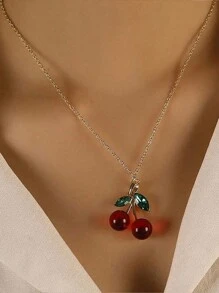 1 Vòng Cổ Mặt Dây Chuyền Hợp Kim Anh Đào Đơn Giản Thời Trang Lá Xanh Lá Anh Đào Đỏ Vòng Cổ Nữ Cao Cấp Sense Trăm Garnet Niche Carnelian Chelsea Xương đòn chuỗi Thích Hợp Cho Tiệc Du Lịch Đi Làm Hàng Ngày Quà Tặng Quà Tặng - Đỏ - Xem 3