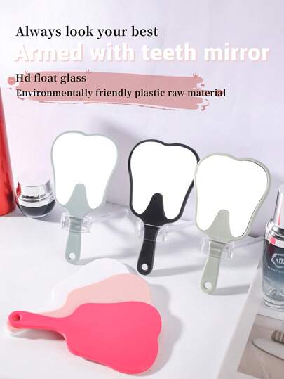 مرآة يدوية صغيرة بشكل سن جديدة وجميلة بمقاس 8.5 * 16 سم، مرآة عالية الدقة مناسبة للعيادات الطبية، مع مقبض مريح وسطح مسطح، للمكياج، رخيصة، ديكور الغرفة، الخزانة، السفر، غرفة النوم، اكسسوارات المكياج، مرآة، مرآة الخزانة، مرآة صغيرة، مرآة مدمجة، مرآة صغيرة، مرآة يدوية