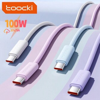 Toocki PD100W Type C 转 Type C 数据线 5A 快速充电 USB C 转 USB C 数据线 适用于 12 13 S24 S23 数据线 Nan 快速充电