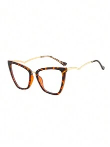 TR Cat Eye Brown Plano Glasses - Tortoise Shell Frame - View 4