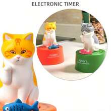 1pc Cute Cat Shape Kitchen Timer, Magnetic Reminder Cooking Clock, Loud Alarm Counter, Manual Timing For Learning & Exercise, Student Yoga Reminder - Multicolor Timer - View 5