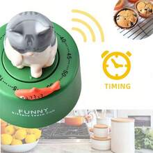 1pc Cute Cat Shape Kitchen Timer, Magnetic Reminder Cooking Clock, Loud Alarm Counter, Manual Timing For Learning & Exercise, Student Yoga Reminder - Multicolor Timer - View 3