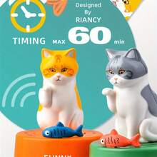 1pc Cute Cat Shape Kitchen Timer, Magnetic Reminder Cooking Clock, Loud Alarm Counter, Manual Timing For Learning & Exercise, Student Yoga Reminder - Multicolor Timer - View 4