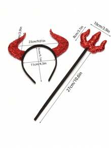 2pcs Devil Horn Hair Hoop Headband Halloween Costume Accessory For Womendevil Accessories - Multicolor - View 2