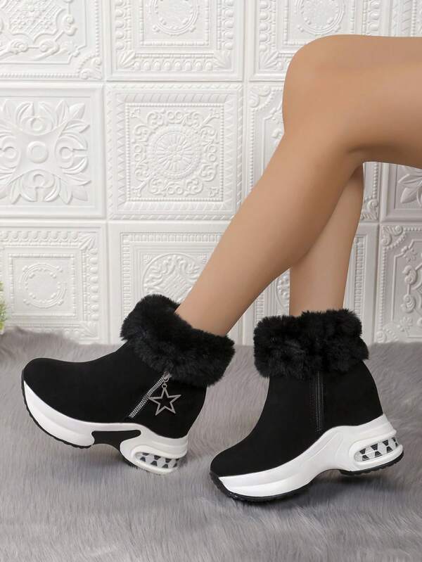 2024 Winter New Thick-Soled Snow Boots Women, Plush Lining Ankle Short Boots, Fashion Warm Shoes