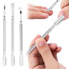 Removedor de callosidades con empujador de callosidades, herramienta de pedicura profesional de acero inoxidable para eliminar la piel muerta de las uñas de los pies y las manos, color plateado - Multicolor - Ver 1