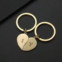 1 par de llaveros personalizables para parejas, con forma de corazón cuando se unen, material de acero inoxidable, adecuado para colgar en tazas, mochilas, gran regalo para parejas, amigos, fiestas, cumpleaños, Navidad