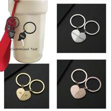1 par de llaveros personalizables para parejas, con forma de corazón cuando se unen, material de acero inoxidable, adecuado para colgar en tazas, mochilas, gran regalo para parejas, amigos, fiestas, cumpleaños, Navidad