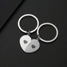 1 par de llaveros personalizables para parejas, con forma de corazón cuando se unen, material de acero inoxidable, adecuado para colgar en tazas, mochilas, gran regalo para parejas, amigos, fiestas, cumpleaños, Navidad
