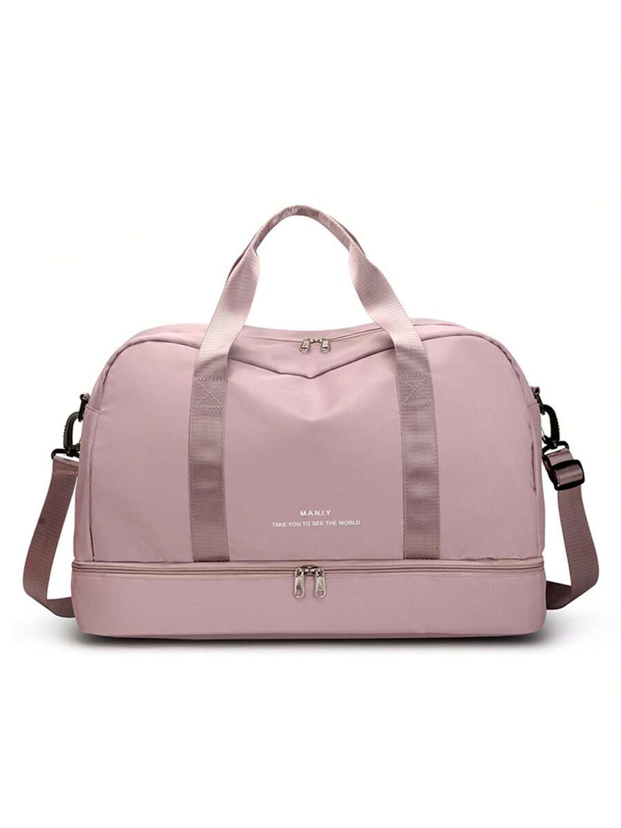 带鞋隔层的旅行行李袋，女士周末旅行包，随身携带个人物品包，健身手提包，旅行包，旅行收纳包，机场旅行服装，旅行用品，行李袋，圣诞礼物创意，女士女孩，给妈妈的圣诞礼物，生日礼物，妈妈朋友 - 粉色 - 查看 1