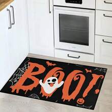 1/2pcs Halloween Themed Kitchen Mat, Ghost & Letter Pattern Design For Home, Room, Halloween Decoration