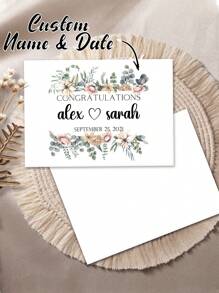 1pc Customized Folding Greeting Card, Personalized Name And Date Card, Customized Card, Personalized Wedding Card, Wedding Day Card, Personalized Name And Date Card, Personalized Card, Calendar Wedding Congratulations Card, Happy Wedding Anniversary Card, Wedding Anniversary Gift For Newlyweds, Unique Gift For Wife/Husband, Suitable For Wedding, Anniversary, Back To School, Stationery - Style 2 - View 1