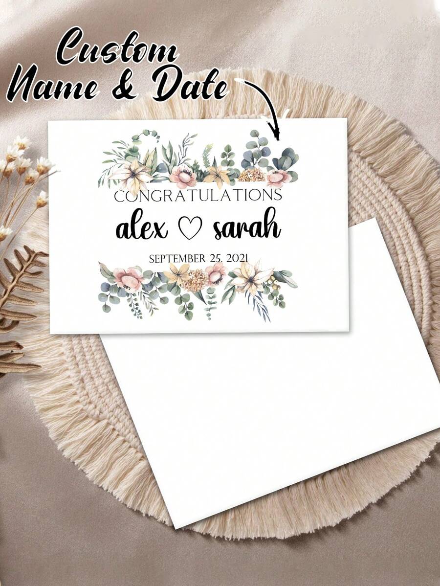 1pc Customized Folding Greeting Card, Personalized Name And Date Card, Customized Card, Personalized Wedding Card, Wedding Day Card, Personalized Name And Date Card, Personalized Card, Calendar Wedding Congratulations Card, Happy Wedding Anniversary Card, Wedding Anniversary Gift For Newlyweds, Unique Gift For Wife/Husband, Suitable For Wedding, Anniversary, Back To School, Stationery - Style 2 - View 1