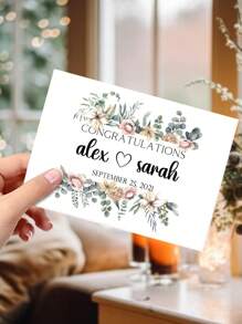 1pc Customized Folding Greeting Card, Personalized Name And Date Card, Customized Card, Personalized Wedding Card, Wedding Day Card, Personalized Name And Date Card, Personalized Card, Calendar Wedding Congratulations Card, Happy Wedding Anniversary Card, Wedding Anniversary Gift For Newlyweds, Unique Gift For Wife/Husband, Suitable For Wedding, Anniversary, Back To School, Stationery - Style 2 - View 3