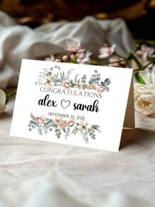 1pc Customized Folding Greeting Card, Personalized Name And Date Card, Customized Card, Personalized Wedding Card, Wedding Day Card, Personalized Name And Date Card, Personalized Card, Calendar Wedding Congratulations Card, Happy Wedding Anniversary Card, Wedding Anniversary Gift For Newlyweds, Unique Gift For Wife/Husband, Suitable For Wedding, Anniversary, Back To School, Stationery - Style 2 - View 4