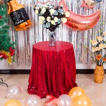 1pc Gold Sequin Round Tablecloth, Gold Shiny Tablecloth For Weddings, Birthday Parties, Family Gatherings, Bridal Shower Decoration - Multicolor - View 13