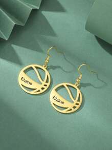A Pair Of Stainless Steel Basketball Custom Earrings Personalized Custom Name Sports Earrings Fashion Exquisite Jewelry