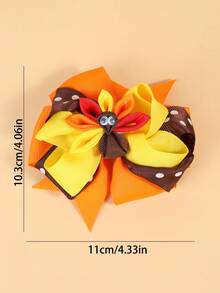 1 件感恩节风车发夹，适合幼儿女孩，可爱火鸡配饰，多色发夹带波尔卡圆点印花，儿童青少年发饰，节日礼物 - 彩色 - 查看 4