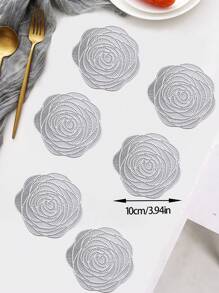 6pcs Hollow PVC Anti-Slip Coasters, Easy To Clean And Washable, Suitable For Dining Table, Holiday Party, Bar Decoration - Multicolor - View 8