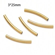 10Pcs Long Stainless Steel Curved Tube Spacer Beads Connector Charms Elbow Connectors Pendants For Handmade Jewelry Accessories