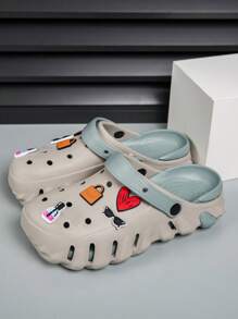 Women's DIY Hand-Crafted Hollow Crochet Flowers & Heart Decor Casual Sandals, Versatile Beach Slippers For All Seasons, Spring Summer Fall - Grey - View 8