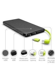 Power Bank Portable Charger 5,000 Mah + Cable - 黑色 - 查看 2