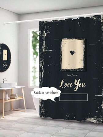 1pc Customized Flannel Shower Curtain, Personalized Text Or Name Print, Super Soft And Thick, Suitable For Living Room, Sofa, Bedroom, Car, Year-Round Use, Great Gift For Family And Friends Home Bathroom Decor Summer Bathroom Accessories Back To School
