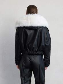 ZIAI High End Detachable Large Fur Collar Short Fashion Autumn And Winter Warm Hooded Women's Leather Jacket