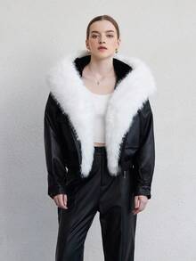 ZIAI High End Detachable Large Fur Collar Short Fashion Autumn And Winter Warm Hooded Women's Leather Jacket