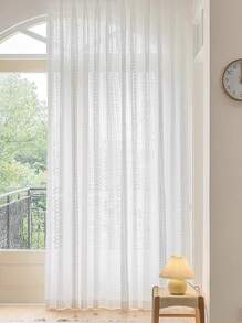 1 Peça Cortina Voil Trançada Oca com Design de Flor de Extremosa, Estilo Pastoril Vintage, Persiana, Protetor Solar e Isolante para Varanda