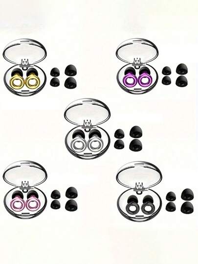 1 Pair Plated Earplugs - Silicone Material + Concert Earplugs - High Fidelity Hearing Protection Noise-Proof, Sensitive For Work And Noisy Environments - Includes 4 Eartips In XS, M, L Sizes