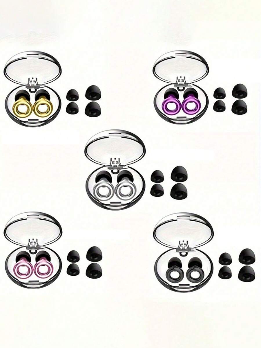 1 Pair Plated Earplugs - Silicone Material + Concert Earplugs - High Fidelity Hearing Protection Noise-Proof, Sensitive For Work And Noisy Environments - Includes 4 Eartips In XS, M, L Sizes