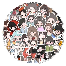 1包可爱女孩卡通游戏贴纸，DIY包包贴纸，可重复使用，适用于学习用品、返校季剪贴簿、趣味贴纸、笔记本电脑贴纸、Kindle手机贴纸 - 彩色 - 查看 9