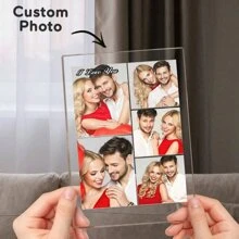 1pc Customized Photo Collage Plaque - Personalized Frame - Best Friend, Valentine's Day Engagement Wedding Birthday Gift - Couples Gift, Customized Acrylic Lamp With Photo And Text, Personalized Photo Lamp, Customized Acrylic Lamp, Personalized Photo Collage LED Lamp, Couples Picture Frame, Bedroom Night Light, Birthday Gift, Anniversary Gift, Unique Wedding Gift, Gift For Wife/Her/Girlfriend/Friend