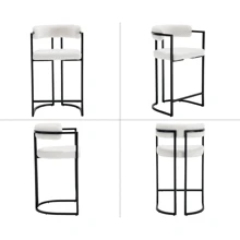 WAHSON OFFICE CHAIRS 2PCS(Green\White\Grey)Wahson Velvet Bar Stools Bar Stool With Armrests And Backrest Bar Chair Metal Leg, Kitchen High Chair For Kitchen Island/Bar - White - View 8